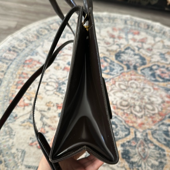 Authentic Salvatore Ferragamo Handbag Gancini Leather Brown Bag Vintage - Picture 11 of 16